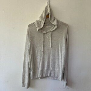Ron Jon Hooded Sweater Womens Medium Gray Lightweight Soft Coastal Surfer Beachy